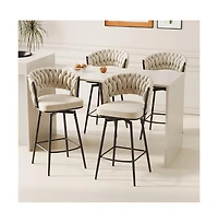 Set of 2 Counter Height Swivel Stools, 26.3 Inch Modern Upholstered Chairs with 360° Rotation and Metal Frame -The Pop Home