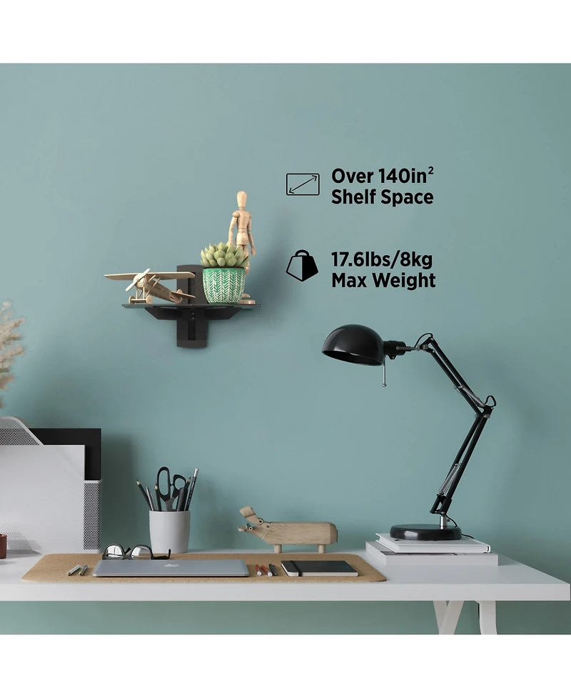 ProMounts Durable Single Glass Av Wall Shelf, Supports up to 17.6lbs Max Weight