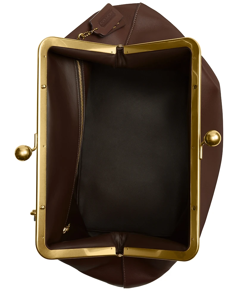 Coach Medium Leather Kisslock Frame Bag