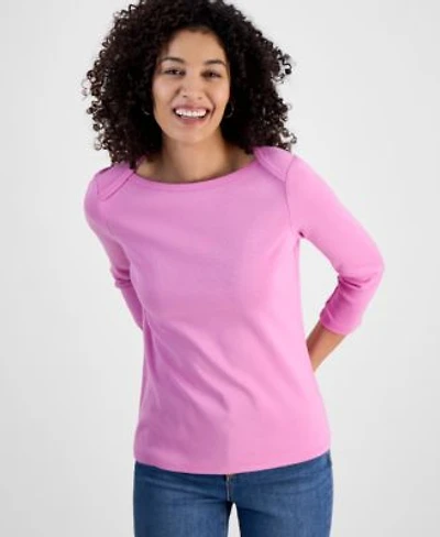 Style Co Womens Pima Cotton 3 4 Sleeve Boat Neck Top Pp 4x Created For Macys