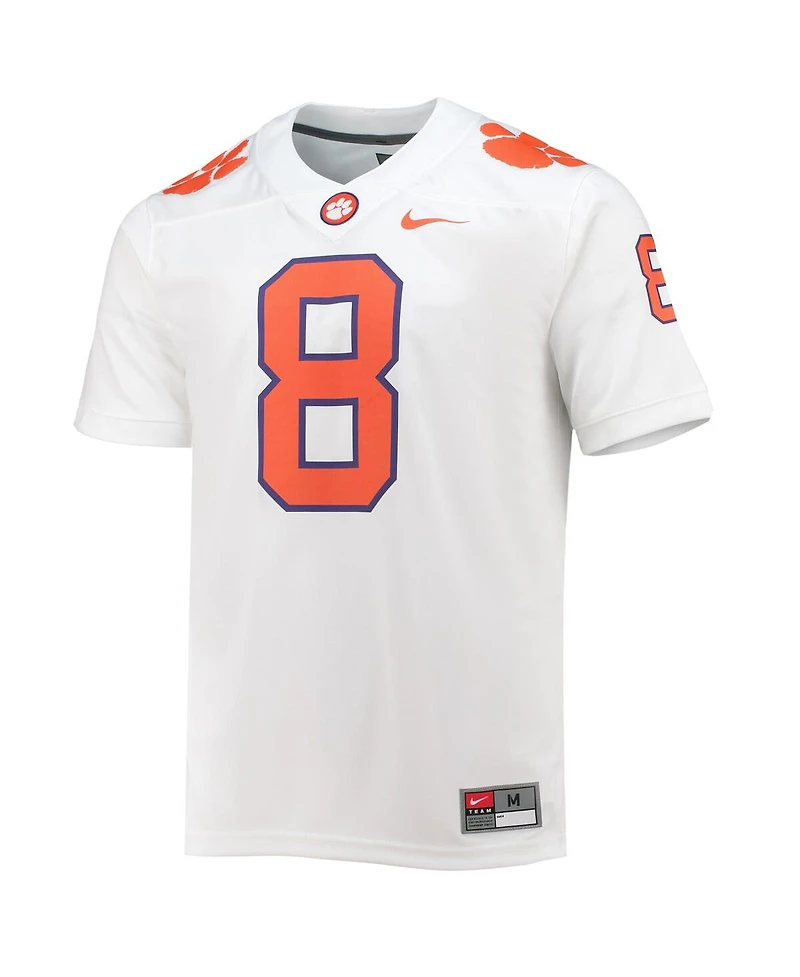 Men's Big and Tall 8 White Clemson Tigers Game Jersey
