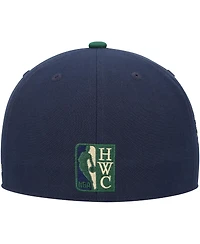 Men's Mitchell & Ness Navy, Green Miami Heat 15th Anniversary Hardwood Classics Grassland Fitted Hat