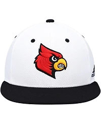 Men's adidas White, Black Louisville Cardinals On-Field Baseball Fitted Hat