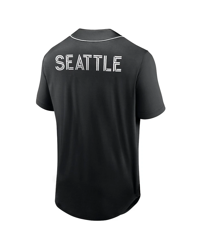 Men's Fanatics Black Seattle Sounders Fc Third Period Fashion Baseball Button-Up Jersey
