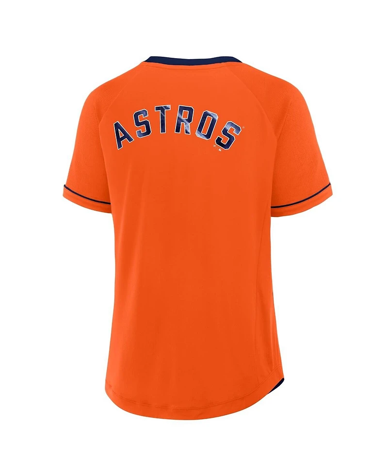 Fanatics Women's Orange Houston Astros Cooperstown Collection League Diva Raglan V-Neck T-Shirt