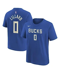 Nike Big Boys and Girls Damian Lillard Royal Milwaukee Bucks 2024/25 City Edition Name Number T-Shirt