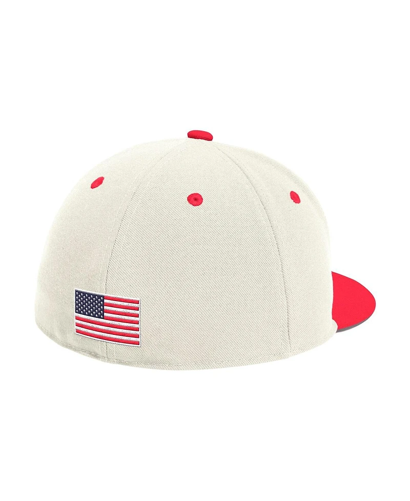 Adidas Men's Cream Indiana Hoosiers On-Field Fitted Baseball Hat