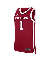 Jordan Men's Crimson Oklahoma Sooners 1 Road Replica Basketball Jersey