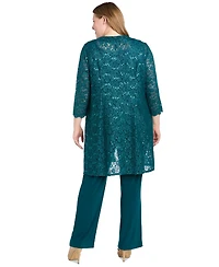 R & M Richards Plus 3-Pc. Embellished Jacket, Tank Pants Set