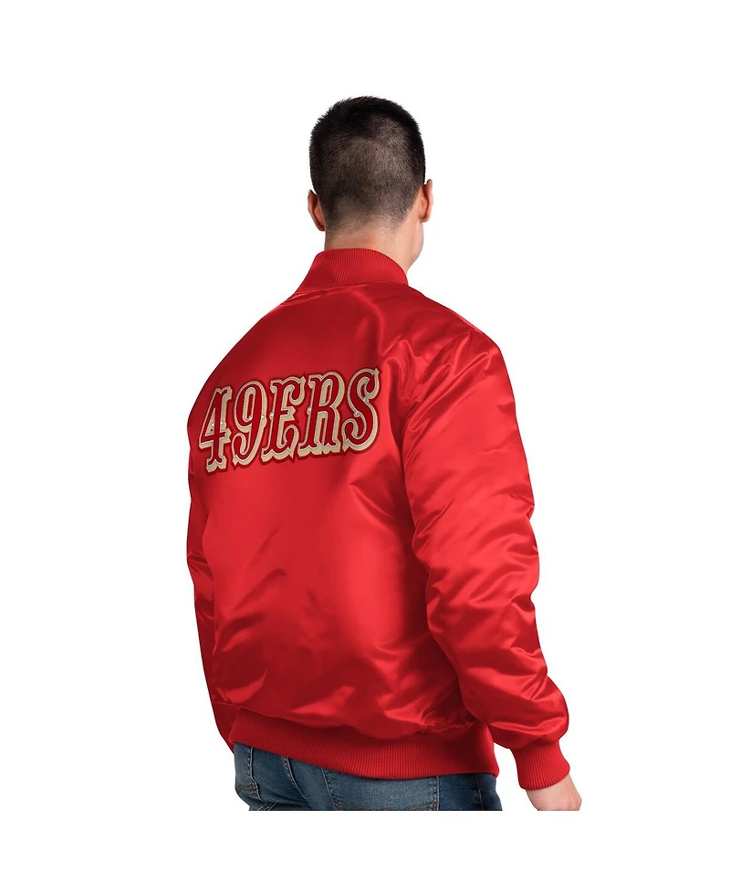 Starter Men's Scarlet San Francisco 49ers Exclusive Satin Full-Snap Varsity Jacket