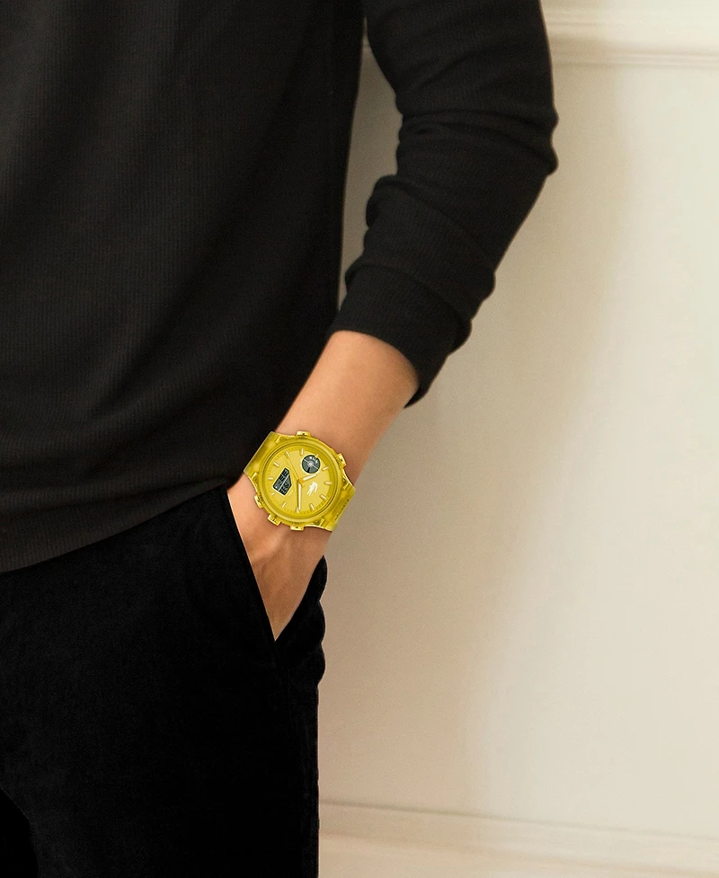 Lacoste Men's LC33 Yellow Silicone Strap Watch, 45mm