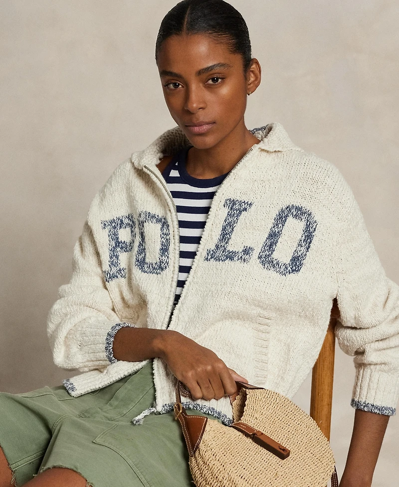 Polo Ralph Lauren Women's Logo Shawl-Collar Full-Zip Cardigan