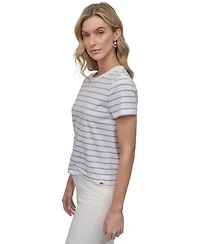 Dkny Jeans Petite Striped Crewneck T-Shirt