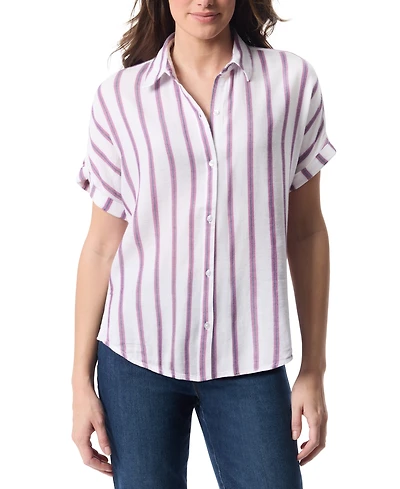 Gloria Vanderbilt Women's Daisy Printed Short-Sleeve Shirt