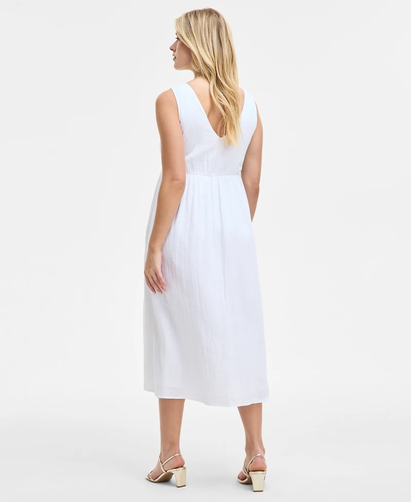 On 34th Women's Gauze Double V-neck Empire Midi Dress, Exclusively at Macy's