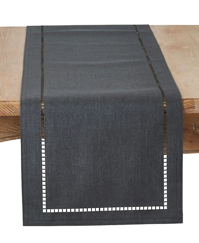 Saro Lifestyle Laser-Cut Hemstitch Table Runner