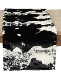 Saro Lifestyle Cow Hide Design Faux Fur Table Runner