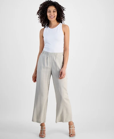 Jm Collection Petite Textured Wide-Leg Pull-On Pants, Exclusively at Macy's