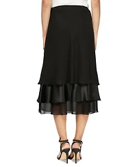 Alex Evenings Women's Tiered Satin-Hem Chiffon Skirt