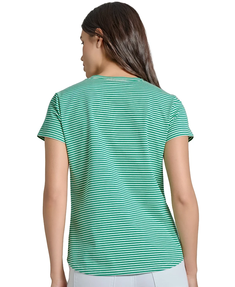 Jones New York Women's Striped Button-Trim T-Shirt