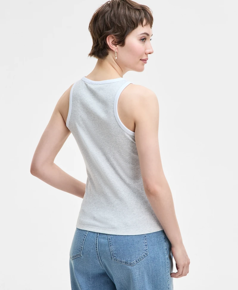 On 34th Women's Contrast Tipped Micro Rib Tank Top, Exclusively at Macy's