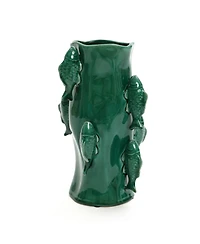 LuxenHome Marine Green Ceramic Fish 12.2-Inch Tall Vase