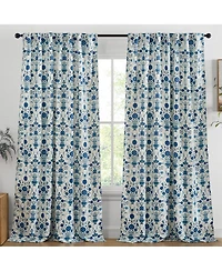 Hlc.me Clara Floral Damask Patterned Window Back Tab Rod Pocket Curtains Bedroom