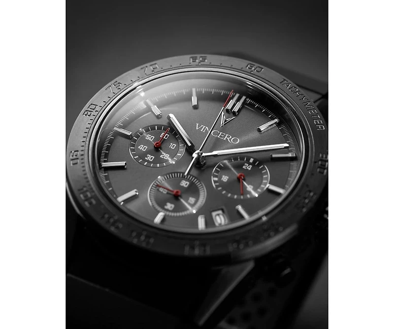 Vincero Men's Rogue Chronograph Watch in Gunmetal with Red Accents & Silicone Strap