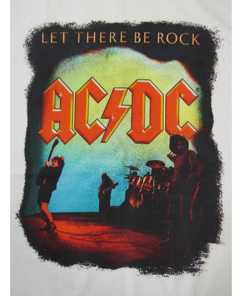Ac/Dc Boys Let There Be Rock Acdc Youth White T-shirt-Medium