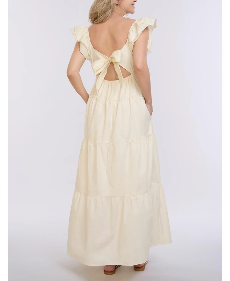 Motherhood Maternity Ruffle Sleeve Tie-Back Maxi Dress