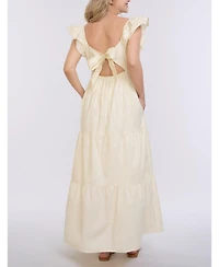 Motherhood Maternity Ruffle Sleeve Tie-Back Maxi Dress