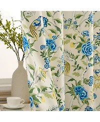 Hlc.me Scarlet Floral & Birds Patterned Back Tab Rod Pocket - Light Blocking Darkening Window Panels, Set of 2 (Green and Yellow, 52 W x 84 L