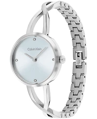 Calvin Klein Women's Sculpted Embrace Silver Tone Stainless Steel Bracelet Watch, 28mm