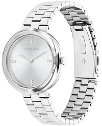 Calvin Klein Women's Twisted Bezel Silver Tone Stainless Steel Bracelet Watch, 34mm