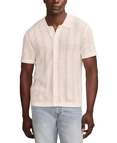 Lucky Brand Men's Short Sleeve Button Down Sweater