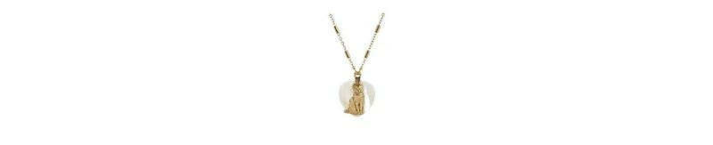 2028 Mop Heart Cat Pendant Necklace