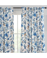 Hlc.me Scarlet Floral & Birds Patterned Window Back Tab Rod Pocket Curtains Bedroom