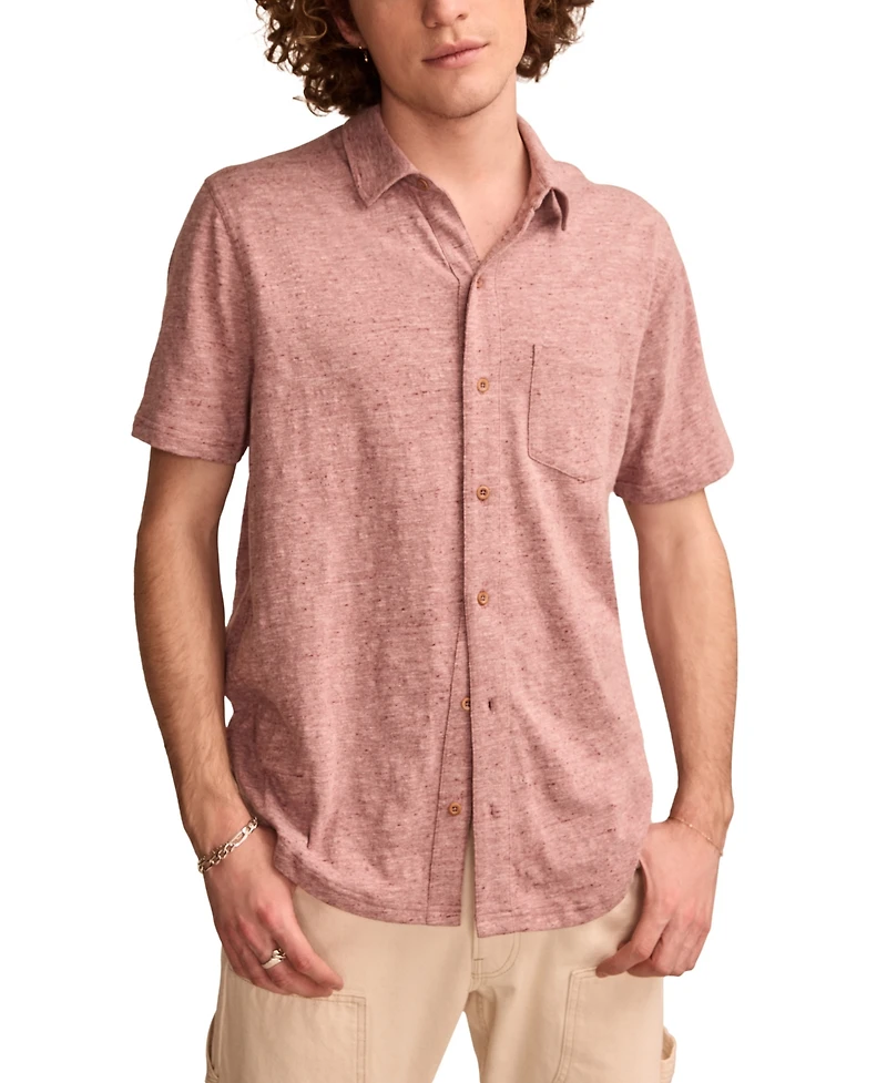 Lucky Brand Men's Linen Short Sleeve Button Down Shirt