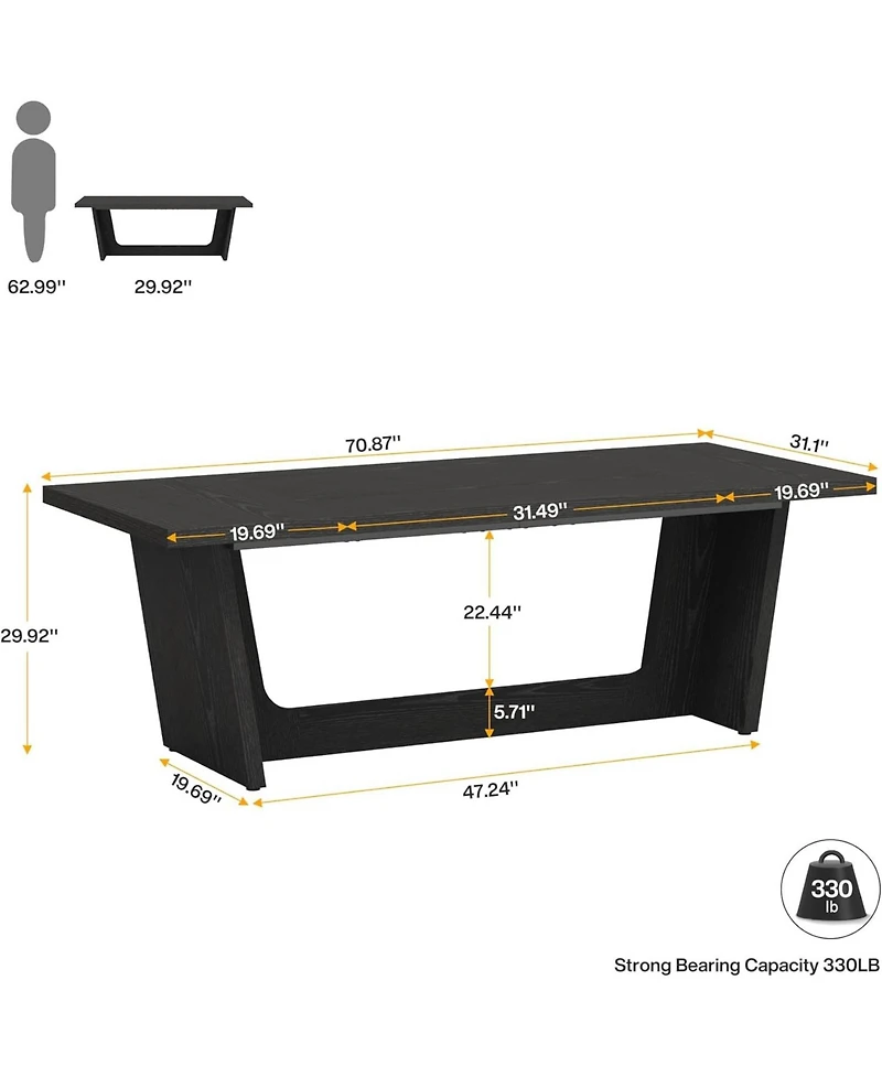 Tribesigns 70.87-Inch Executive Computer Desk: Large Home Office Desk with Solid Wooden Pedestal, Industrial Wood Study Writing Table, Workstation Bus