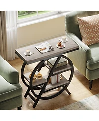 Tribesigns End Table for Living Room, 3-Tier Faux Marble Side Table, Wood Narrow Sofa Modern Nightstand and Bedside Bedroom