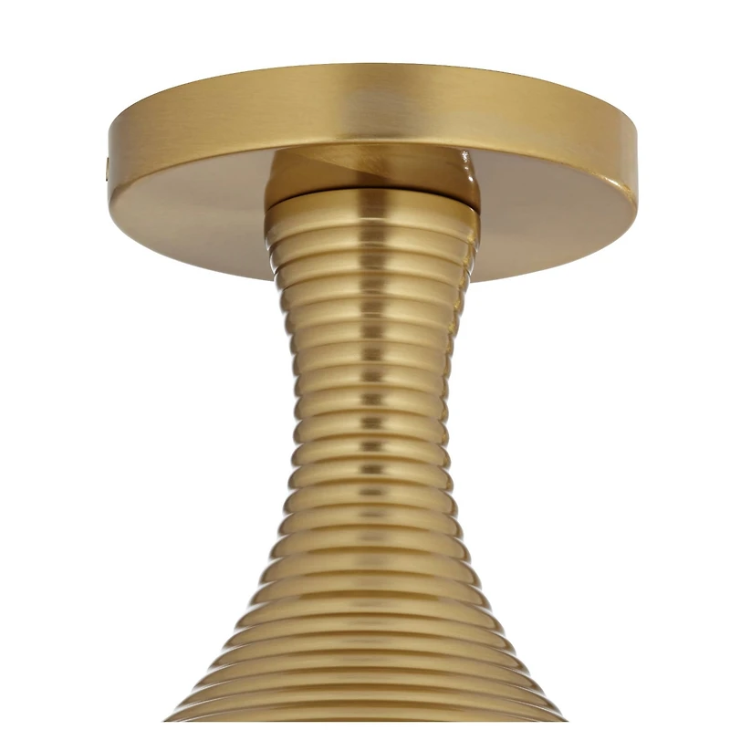 Possini Euro Design Jaime 7 3/4" Mid Century Modern Semi Flush-Mount Ceiling Light Fixture Kitchen Foyer Globe Warm Brass Finish
