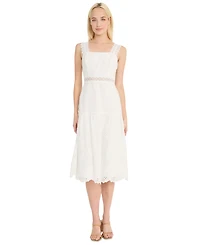 Donna Morgan Women's Eyelet-Embroidered Midi Dress