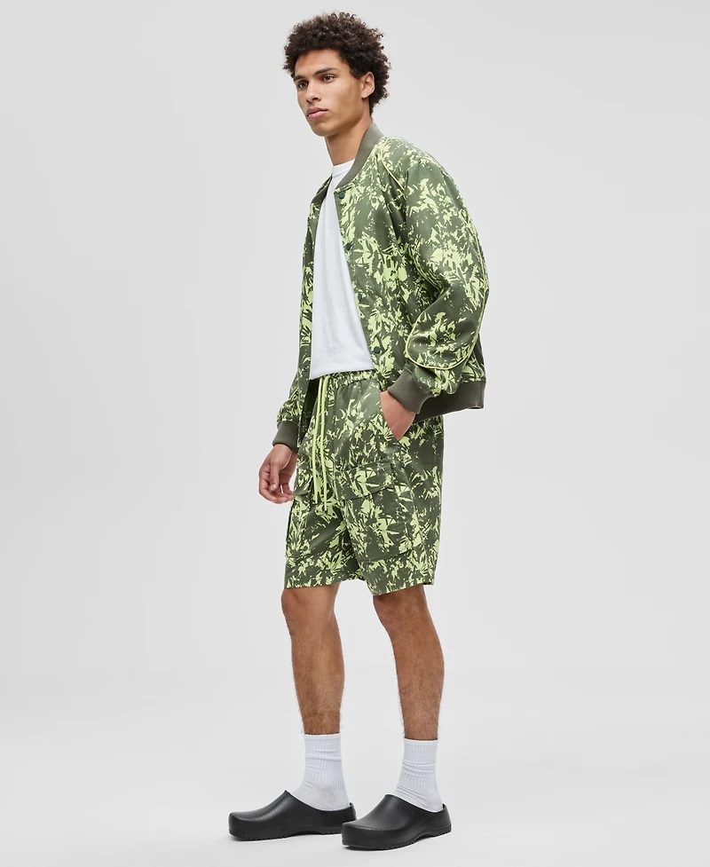 Mode of One Men's Abstracted Floral Regular-Fit Printed 9" Cargo Shorts, Macy's Exclusive