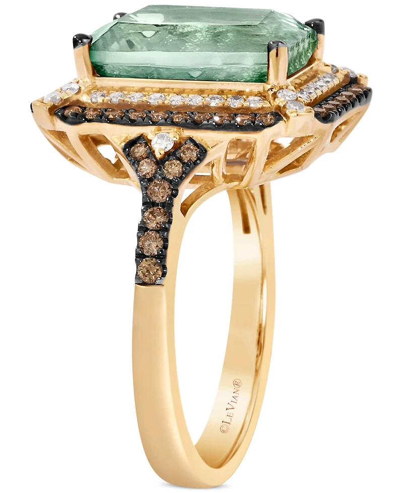 Le Vian Deep Sea Blue Topaz (3-7/8 ct. t.w.) & Diamond (5/8 Double Halo Ring 14k Rose Gold (Also Available White or Yello