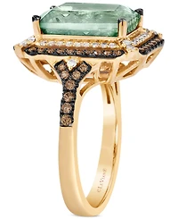 Le Vian Deep Sea Blue Topaz (3-7/8 ct. t.w.) & Diamond (5/8 Double Halo Ring 14k Rose Gold (Also Available White or Yello