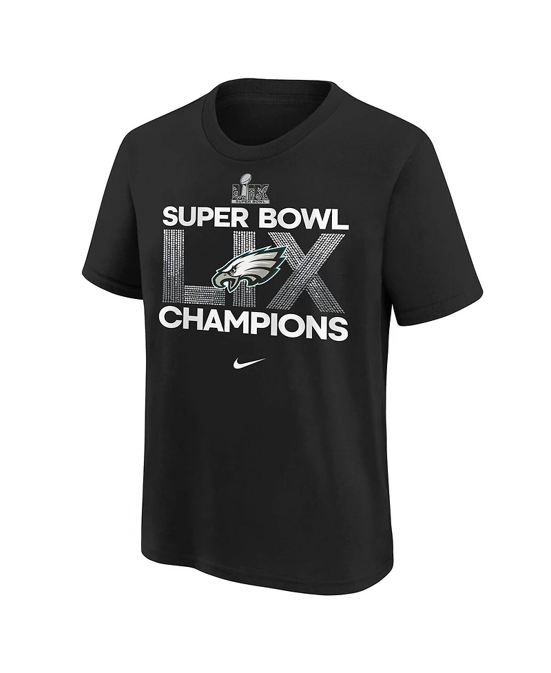 Nike Big Boys and Girls Black Philadelphia Eagles Super Bowl Lix Champions T-Shirt