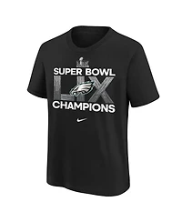 Nike Big Boys and Girls Black Philadelphia Eagles Super Bowl Lix Champions T-Shirt