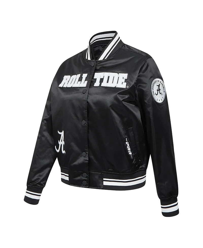 Pro Standard Women's Black Alabama Crimson Tide Satin Cultivated-Pearl Full-Snap Jacket