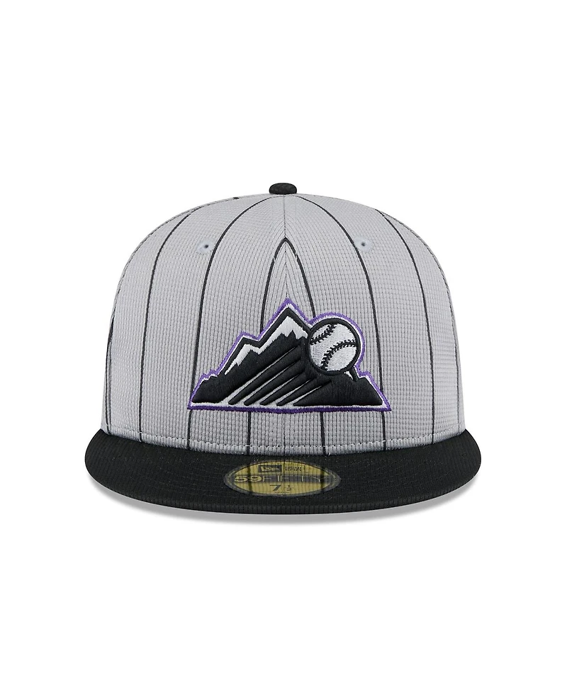 New Era Men's Gray/Black Colorado Rockies 2025 Batting Practice 59FIFTY Fitted Hat