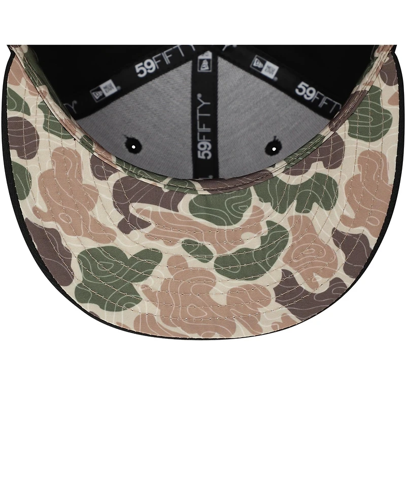 New Era Men's Black Toronto Blue Jays Troop Chant Camo Undervisor 59FIFTY Fitted Hat